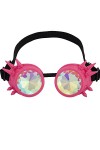 OMGREAT Lunettes kaléidoscope pour Raves Steampunk Lunettes avec Prisme Arc-en-ciel Diffraction Verres Cristal