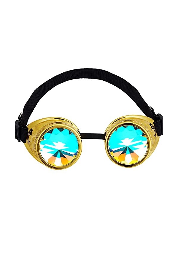OMGREAT Lunettes kaléidoscope pour Raves Steampunk Lunettes avec Prisme Arc-en-ciel Diffraction Verres Cristal