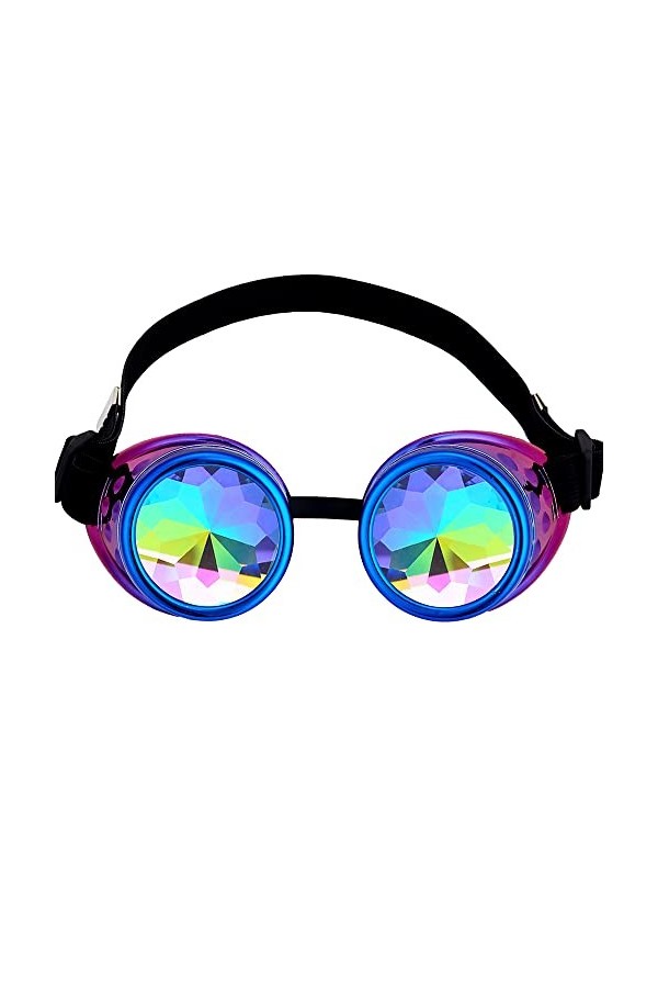 OMGREAT Lunettes kaléidoscope pour Raves Steampunk Lunettes avec Prisme Arc-en-ciel Diffraction Verres Cristal