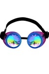 OMGREAT Lunettes kaléidoscope pour Raves Steampunk Lunettes avec Prisme Arc-en-ciel Diffraction Verres Cristal