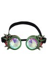 Lunettes de raves avec lentille en verre cristal arc-en-ciel, lunettes kaléidoscope, lunettes funky prisme steampunk pour cos