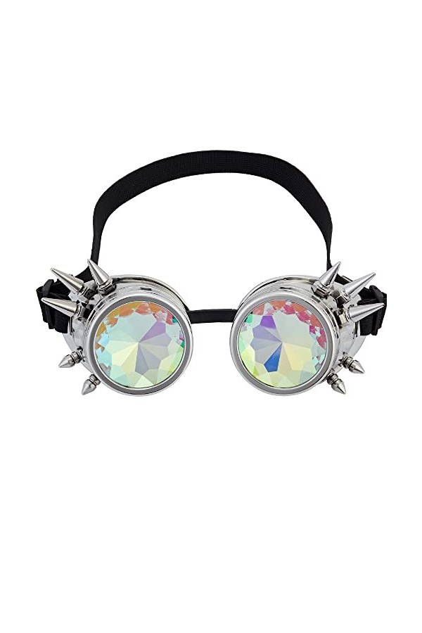 Lunettes kaléidoscope pour Raves Trippy Psychédélique Steampunk Lunettes avec Prisme Arc-en-ciel Diffraction Cristal Verres