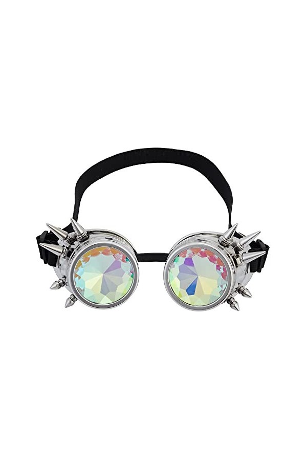 Lunettes kaléidoscope pour Raves Trippy Psychédélique Steampunk Lunettes avec Prisme Arc-en-ciel Diffraction Cristal Verres