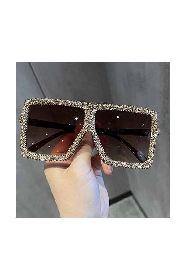 AILIREN 2022 Bonbons Lunettes de Soleil Femmes carré Mode surdimensionné Lunettes de Soleil avec Strass Bling