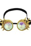 Lunettes kaléidoscope pour Raves Trippy Psychédélique Steampunk Lunettes avec Prisme Arc-en-ciel Diffraction Cristal Verres