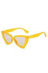 MUTYNE Lunettes de Soleil Oeil de Chat à la Mode Femmes Tendance de Luxe Couleur Jaune Gris Lunettes Sexy Hommes Vintage Part