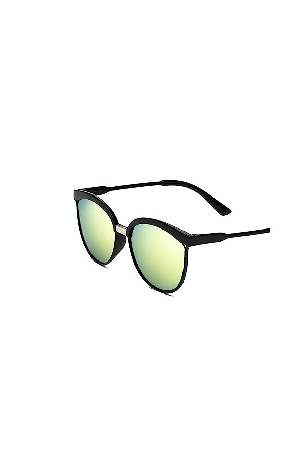 ERICAT Lunettes de soleil noires lunettes de soleil for femme couleur lentille miroir dame lunettes de soleil Color : Gold L