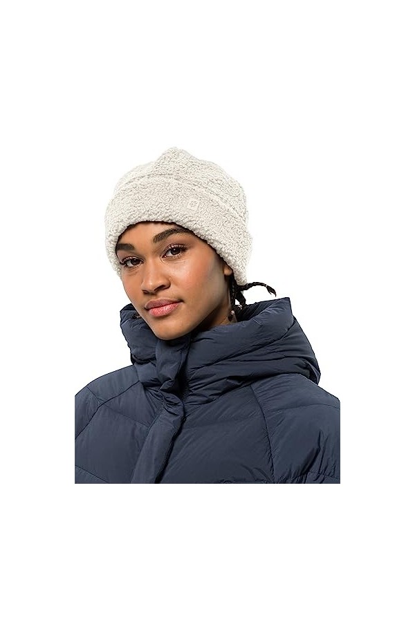 Jack Wolfskin High Curl Beanie W Bonnet Femme, Cotton White, m