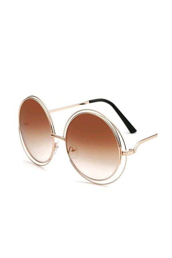 EDCPLM Lunettes De Soleil Femmes Plus Récentes Lunettes De Soleil Rondes Surdimensionnées pour Les Femmes Conduite Miroir Lun