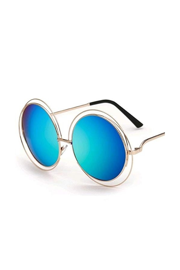 EDCPLM Lunettes De Soleil Femmes Plus Récentes Lunettes De Soleil Rondes Surdimensionnées pour Les Femmes Conduite Miroir Lun