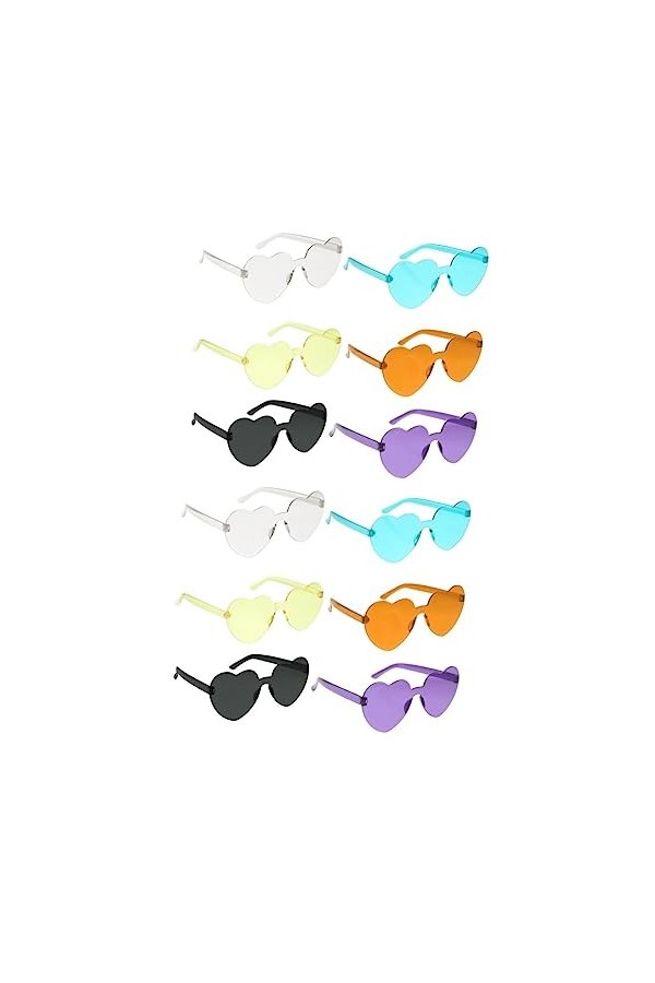 GALPADA 12 Pièces Lunettes De Soleil Coeur Lunettes De Soleil Tendance Pour Femmes Lunettes De Mode Pour Femmes Lunettes De S