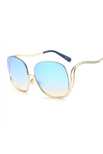 YUFUD Lunette de Soleil Lunettes de Soleil Gradient sans Monture Femmes Lunettes de Soleil Rondes surdimensionnées Dames Grad
