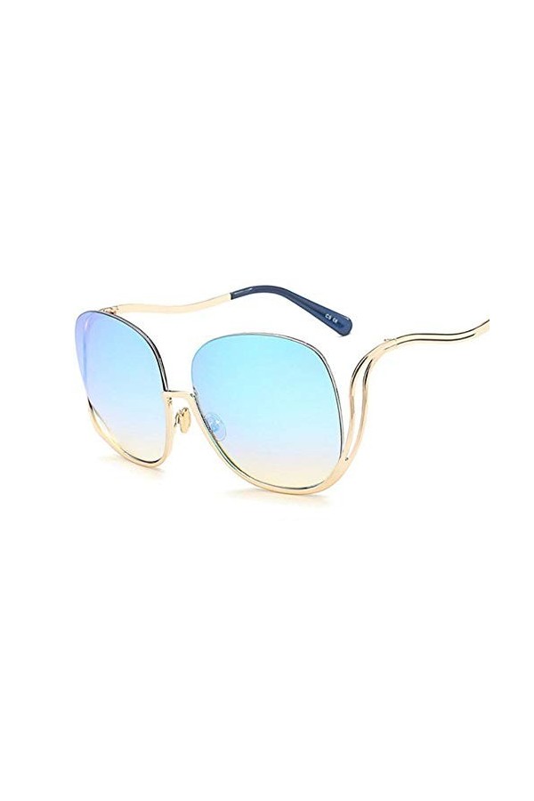 YUFUD Lunette de Soleil Lunettes de Soleil Gradient sans Monture Femmes Lunettes de Soleil Rondes surdimensionnées Dames Grad