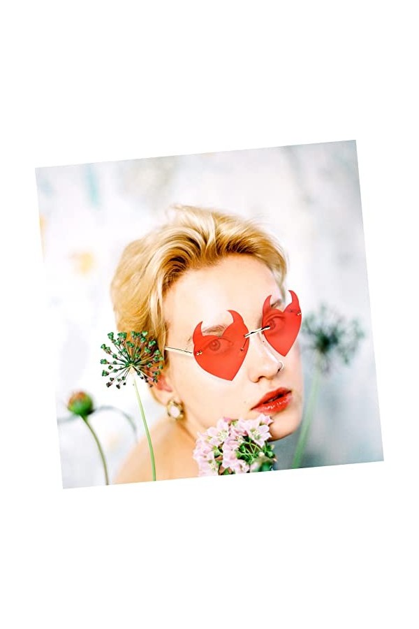 SOIMISS 2 Paires Lunettes De Fête Lunettes Dhalloween Lunettes De Soleil Coeur Sans Monture Lunettes De Soleil Accessoires P