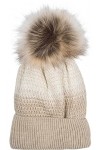 styleBREAKER Bonnet à pompon tricoté pour femme avec dégradé de couleurs et doublure en polaire, bonnet dhiver à pompon en f