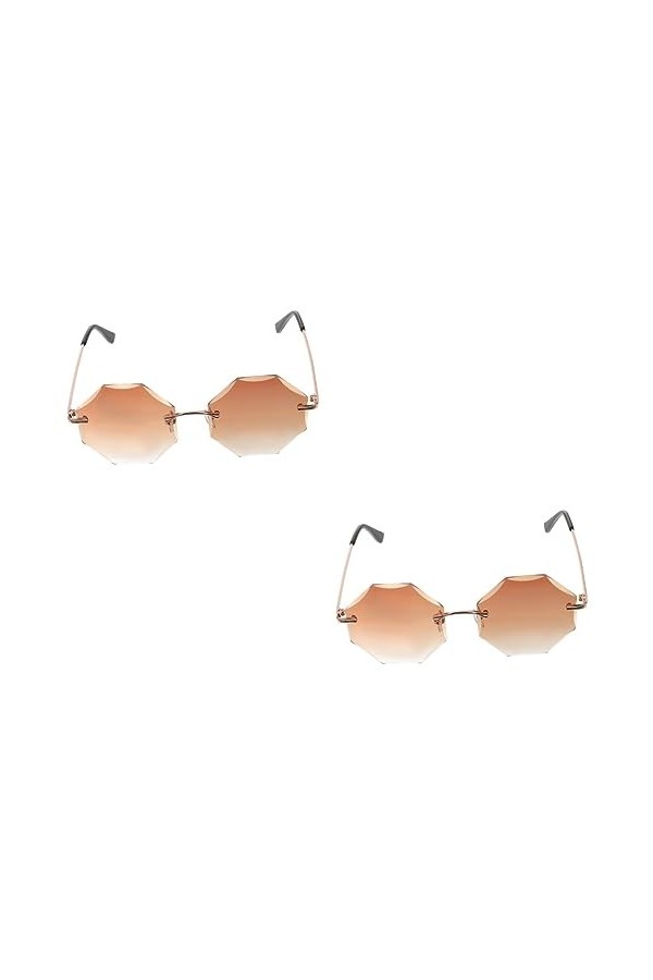 GALPADA 2 Pièces Lunettes De Soleil Sans Monture Disco Des Années 90 Lunettes De Soleil De Quai Pour Femmes Lunettes Disco Lu