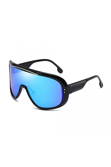 Lunettes de soleil surdimensionnées Femmes Hommes One-Piece Shield Visor Lunettes coupe-vent Lunettes de soleil Rivet Noir-No