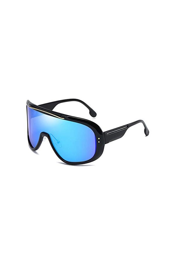 Lunettes de soleil surdimensionnées Femmes Hommes One-Piece Shield Visor Lunettes coupe-vent Lunettes de soleil Rivet Noir-No