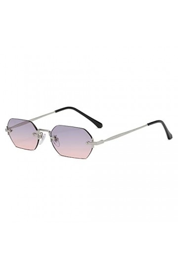 LUOXUEFEI De Soleil Lunettes Lunettes De Soleil Sans Monture Femme Homme Lunettes De Soleil Petit Rectangle Cadre Bleu Gris