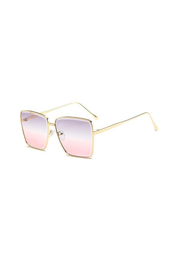 YUANCHENG Femmes Lunettes De Soleil Carrées Hommes Métal UV400 Femmes Nuances Lunettes Vintage C7 Or Gris Rose