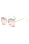 YUANCHENG Femmes Lunettes De Soleil Carrées Hommes Métal UV400 Femmes Nuances Lunettes Vintage C7 Or Gris Rose