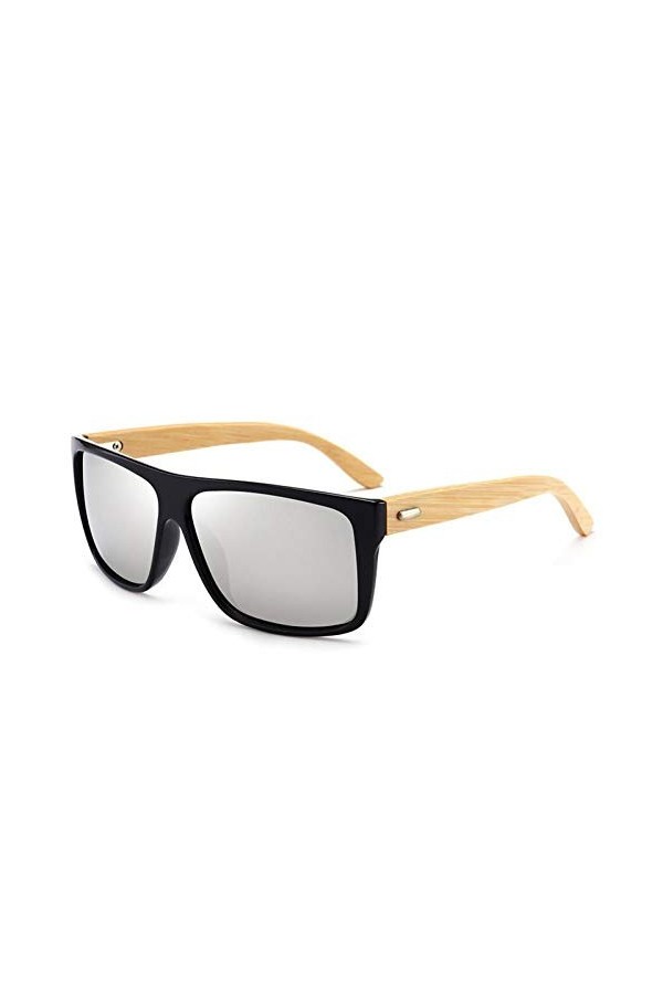 EDCPLM Lunettes De Soleil Hommes Femmes Rectangle Vintage Lunettes De Soleil en Bambou Hommes Femmes Lentille Dégradée Condui