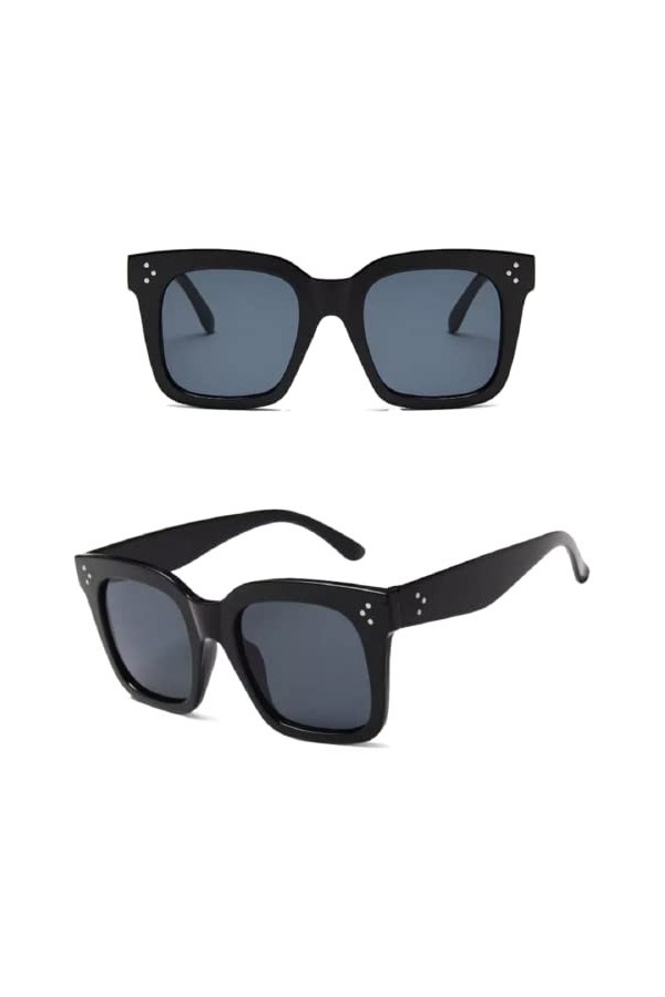 No Name Ltd Lunettes de soleil carrées noires pour femme Celeb Vintage 2023 Ibiza Festival, Noir , Taille unique