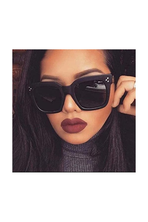 No Name Ltd Lunettes de soleil carrées noires pour femme Celeb Vintage 2023 Ibiza Festival, Noir , Taille unique