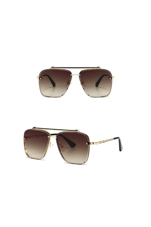 Lunettes de soleil carrées surdimensionnées style hip-hop pour homme et femme, Dégradé de bronze