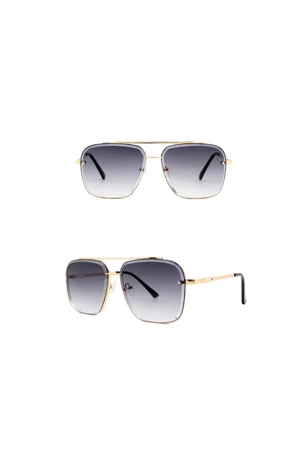 Lunettes de soleil carrées surdimensionnées style hip-hop pour homme et femme, Dégradé de bronze