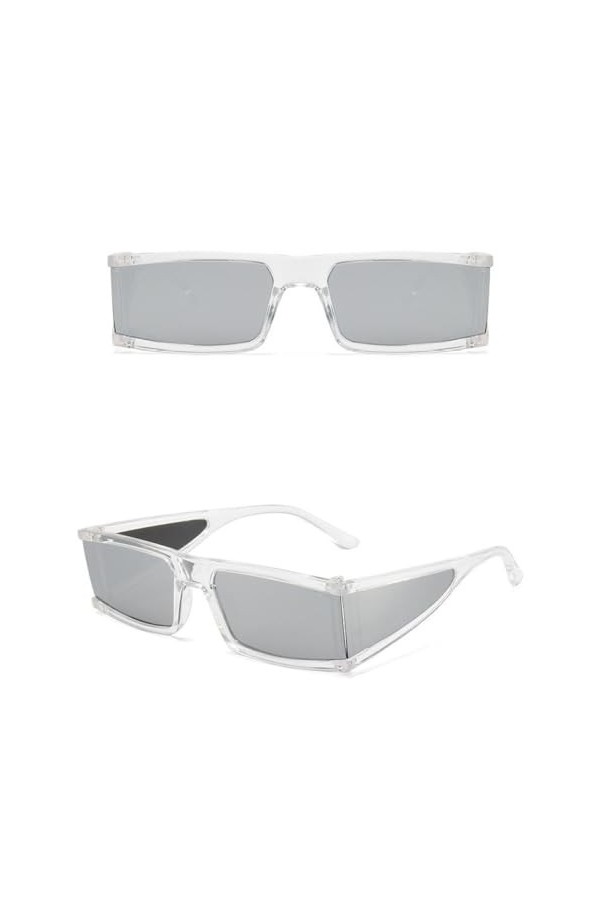 Lunettes de Soleil Carrées Femmes Mode Rétro Miroir Lunettes de Soleil De Luxe Vintage Punk Hommes Lunettes de Soleil UV400, 