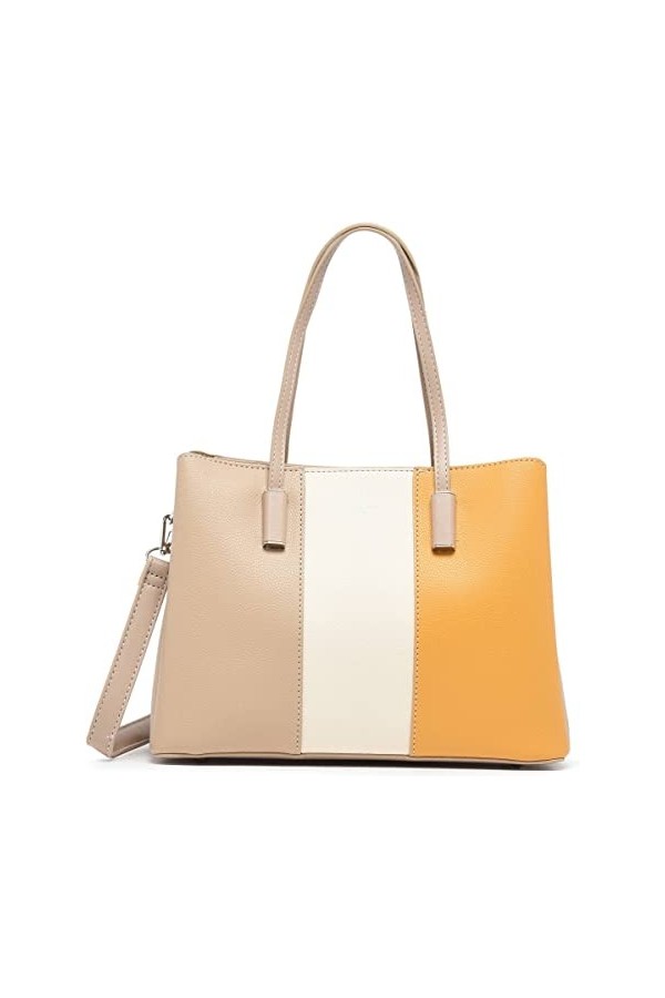 David Jones - Womens Tote Handbag - Multicolored Business Work Class Girl Bag - Long Handle PU Leather Shoulder Bag - Briefc