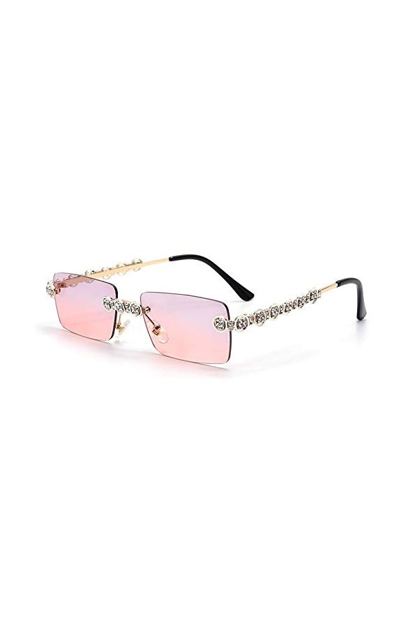 SHANGYUN Lunettes de Soleil Diamant sans Monture Femmes Lunettes de Soleil rectangulaires Lunettes Lunettes UV400 7