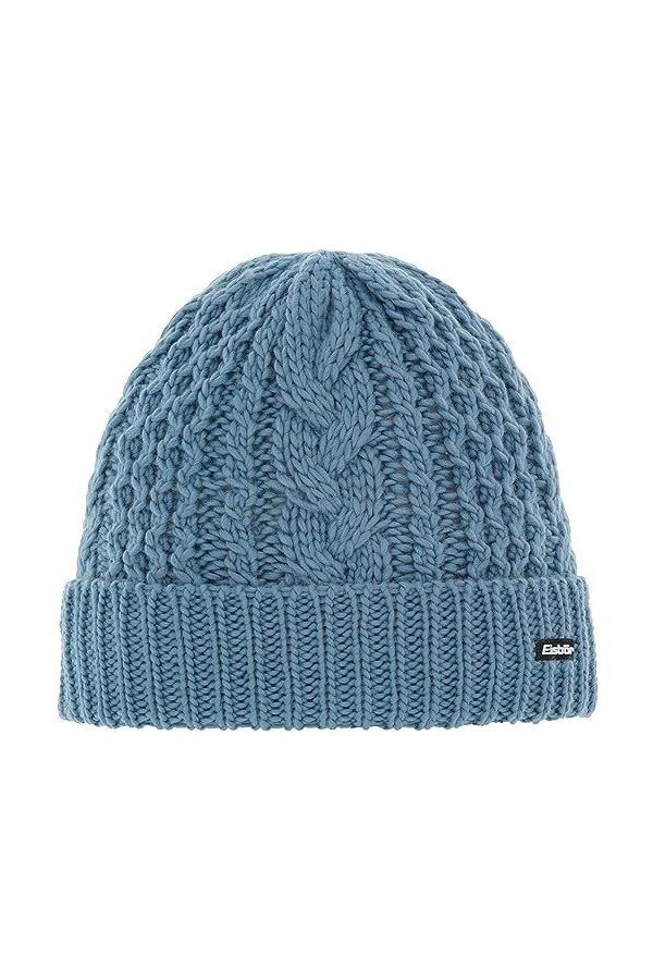 Eisbär Bonnet pour femme Afratos,Taille unique,Bonnet dhiver tricoté en acier bleu,Avec intérieur en polaire respirant et ch