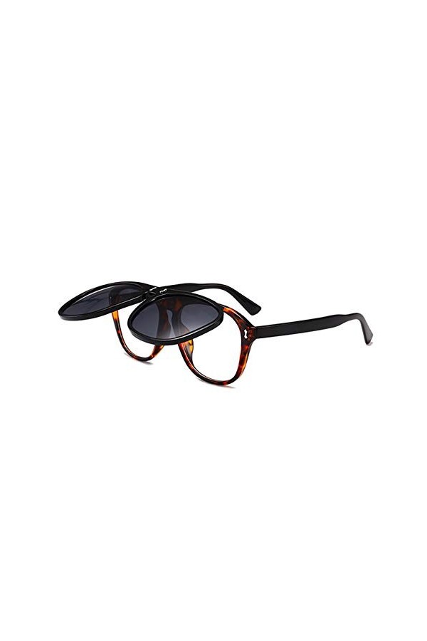 YUANCHENG Lunettes de soleil carrées surdimensionnées Femmes Personnalité Flip Up Lunettes de soleil grises Hommes Lunettes d