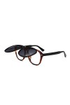 YUANCHENG Lunettes de soleil carrées surdimensionnées Femmes Personnalité Flip Up Lunettes de soleil grises Hommes Lunettes d