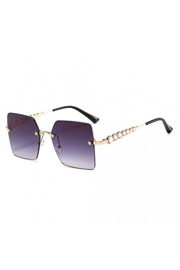 YUANCHENG Cristal Diamant Carré Lunettes De Soleil Sans Monture Femmes Rétro À La Mode Gradient Polygone Lunettes De Soleil F