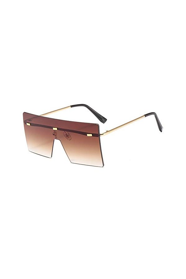 YUANCHENG Lunettes de soleil surdimensionnées femmes lunettes de soleil dégradées sans monture pour femmes rivets UV400 métal