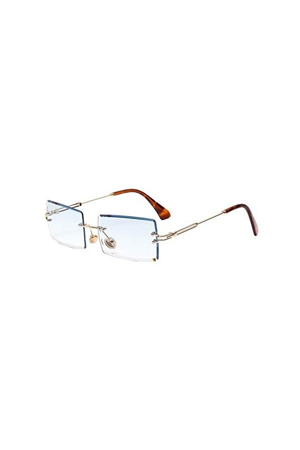 YAYAN Lunettes de Soleil rétro Femme Petit Rectangle sans Monture carrée Lunettes de Soleil Summer Style Femme UV400 Vert Ble