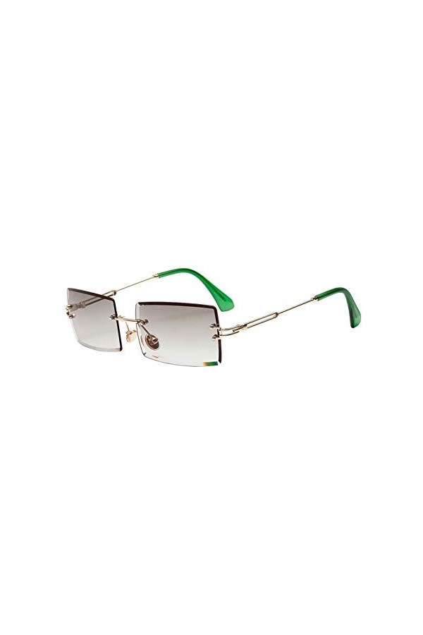 YAYAN Lunettes de Soleil rétro Femme Petit Rectangle sans Monture carrée Lunettes de Soleil Summer Style Femme UV400 Vert Ble
