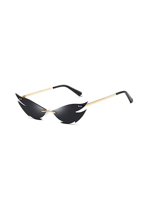 YUANCHENG Lunettes de soleil sans monture Femmes Métal Cat eye Femmes Lunettes de soleil sans cadre Femme Lunettes UV400 C2 O