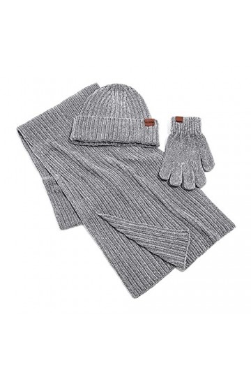 YULOONG Ensemble 3 en 1 bonnet dhiver avec écharpe et gants de conduite pour écran tactile pour homme et femme en maille che