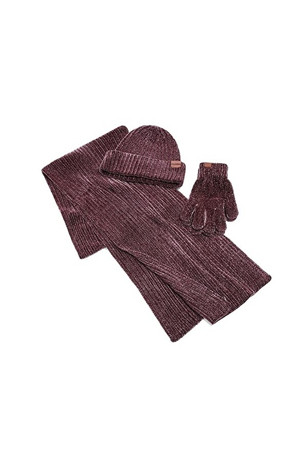 YULOONG Ensemble 3 en 1 bonnet dhiver avec écharpe et gants de conduite pour écran tactile pour homme et femme en maille che