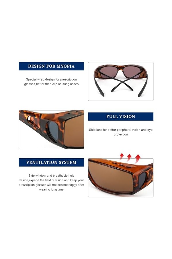 LVIOE Surlunettes Polarisées Hommes Femmes, Lunettes de Conduite Clip Lunettes de Soleil Anti-UVA UVB