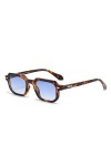 PANTHOS Bennet Lunettes de soleil unisexe homme femme vintage mode protection UV400 avec pièce et pochette, Tortue / Bleu dég