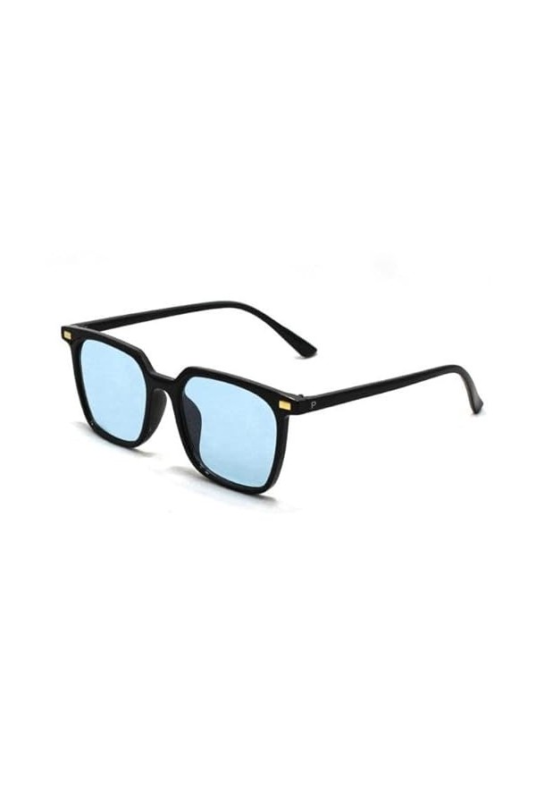PANTHOS Clays Lunettes de soleil unisexe homme femme vintage mode protection UV400 avec pièce et sachet, noir/bleu, Standard,