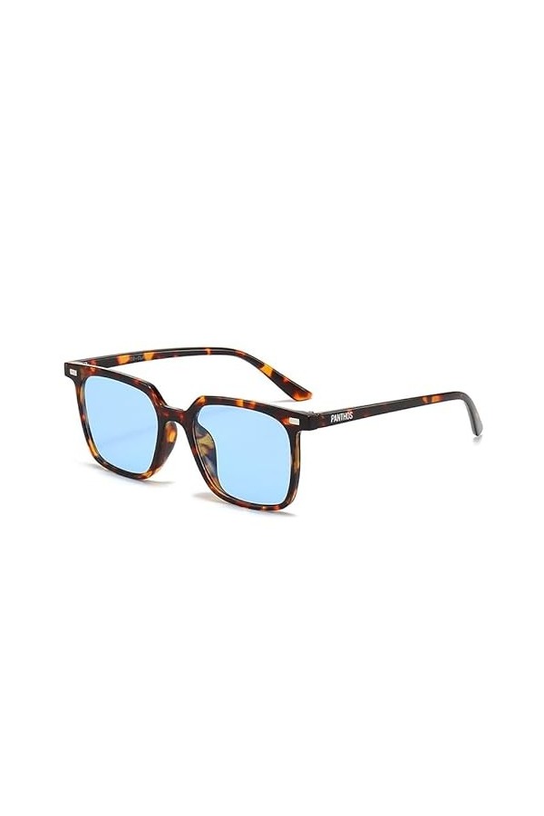 PANTHOS Clays Lunettes de soleil unisexe homme femme vintage mode protection UV400 avec pièce et sachet, noir/bleu, Standard,