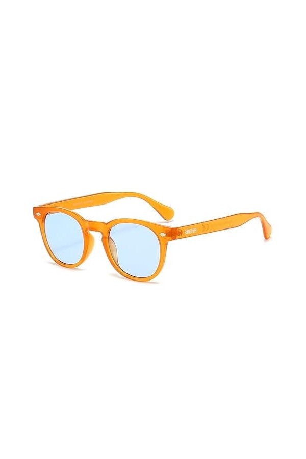 PANTHOS Business Lunettes de soleil unisexe homme femme vintage mode protection UV400 avec pièce et sachet, orange/bleu, Stan