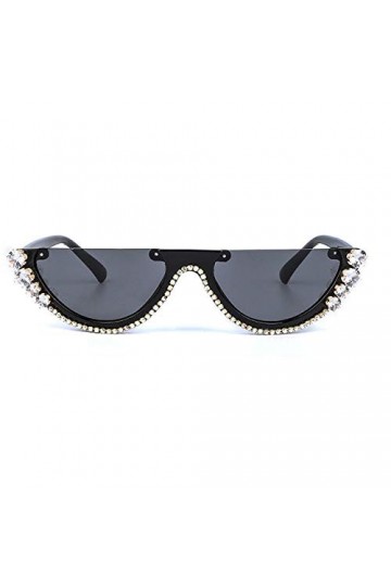 YUANCHENG Lunettes de soleil demi-monture strass femmes lunettes de soleil oeil de chat personnalisées lunettes de soleil rou