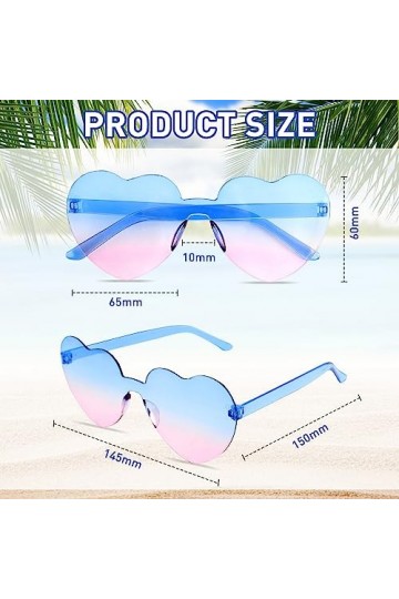 TamBee Lot de 10 lunettes de soleil en forme de cœur sans monture colorées en forme de cœur pour fête, festival funky pour ho